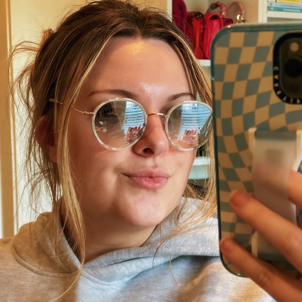 Balenciaga Round Sunglasses Gold Acetate/Light Blue Gradient Lenses